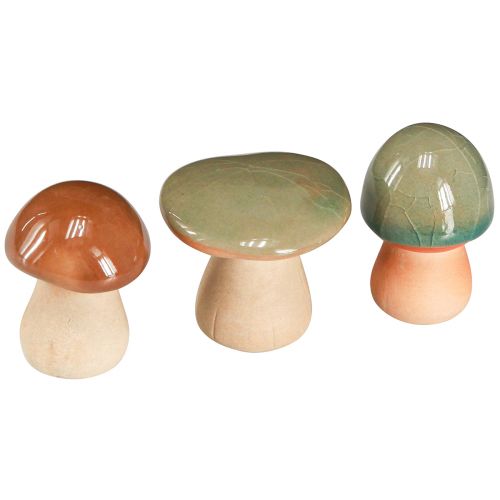 Floristik24 Décoration champignons en céramique marron vert bleu décoration en céramique Ø4/5cm 6 pcs