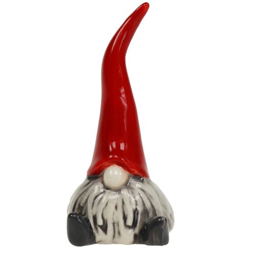 Floristik24 Figurine en céramique gnome 8,5 cm rouge, blanc 1p