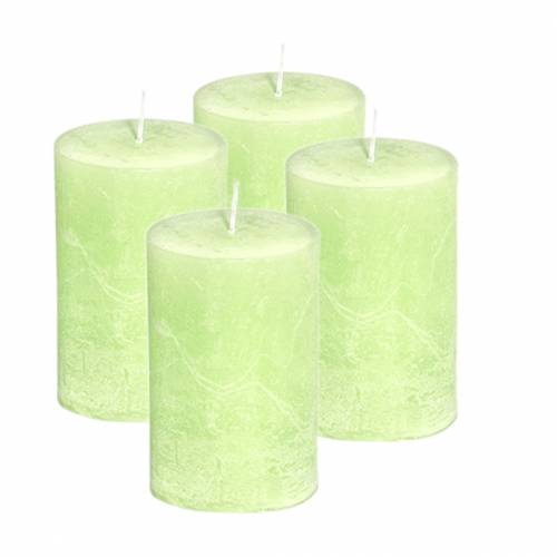 Article Bougie vert citron​​​​​​​ couleur unie 60mm x 80mm 4 pcs