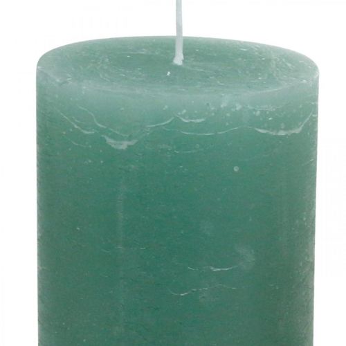 Article Bougies piliers teintées en vert jade 85×200mm 2pcs