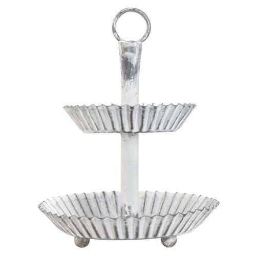 Floristik24 Présentoir à gâteaux Shabby Chic métal blanc 2 étages Ø16,5cm