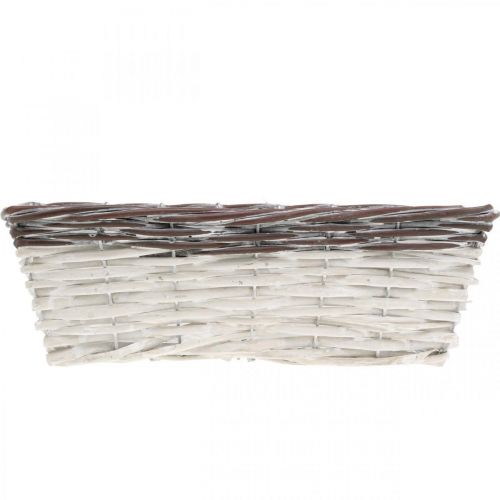 Article Panier décoratif blanc, cache-pot marron bicolore 32×13.5×9.5cm