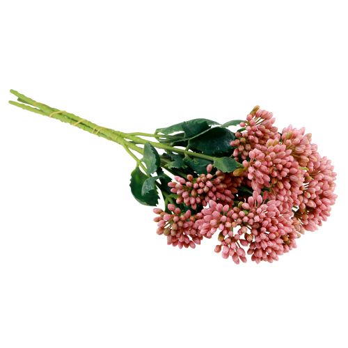 Article Poule grasse artificielle Sedum Stonecrop floraison rose 47cm 3pcs