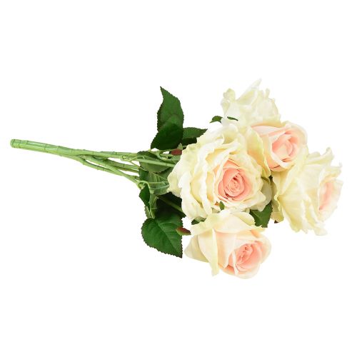 Article Roses artificielles Bouquet de fleurs artificielles Roses crème rose Pick 54 cm