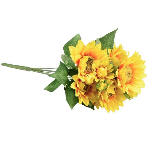 Article Bouquet de Tournesol Artificiel Cueillette Jaune Orange 45cm