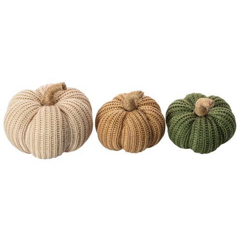 Article Citrouilles décoratives tricotées, décoration d'automne, 10 cm, lot de 6