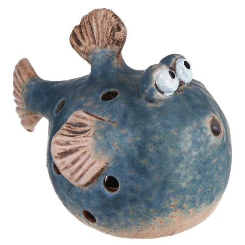 Poisson-globe pour photophore en céramique poisson décoratif bleu 15cm 2pcs