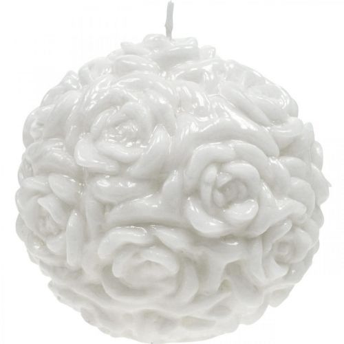 Article Bougie boule roses bougie ronde blanche décoration de table Ø10.5cm