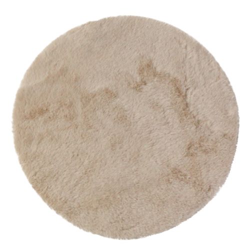 Floristik24 Chemin de table rond décoratif en fausse fourrure, tapis en fourrure beige Ø38cm