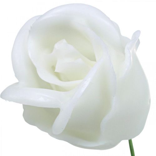 Article Roses artificielles roses en cire blanche roses décoratives en cire Ø6cm 18 pcs