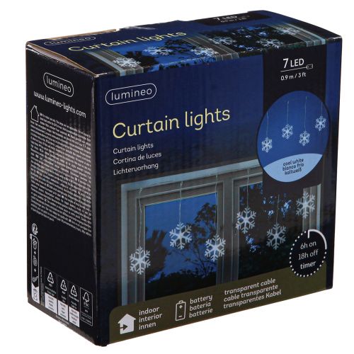 Article Décoration de fenêtre LED Noël blanc froid pour batterie 25×90cm