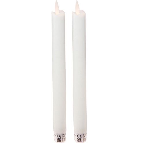 Article Bougie LED en bâton de cire bougies blanches pour batterie 24cm 2 pièces