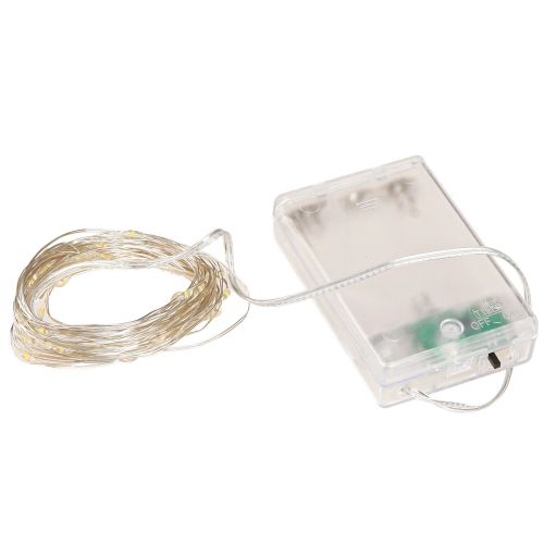 Article Guirlande lumineuse LED 40 micro-LED blanc chaud minuterie pour batterie 6 pièces