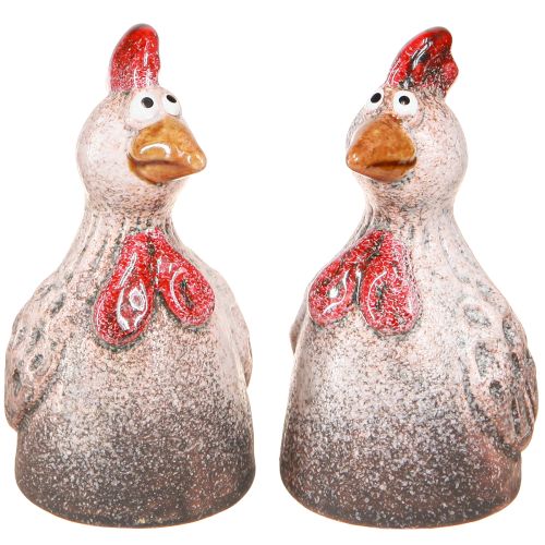 Figurine décorative amusante en céramique de poulet décoratif Pâques 10,5 cm 4 pièces