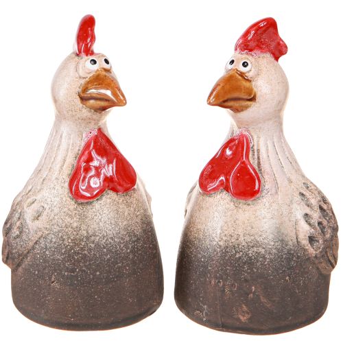 Décoration de Pâques en céramique Poulet drôle 13,5cm 2pcs