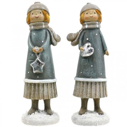 Article Figurines déco hiver figurines enfants filles H14.5cm 2pcs