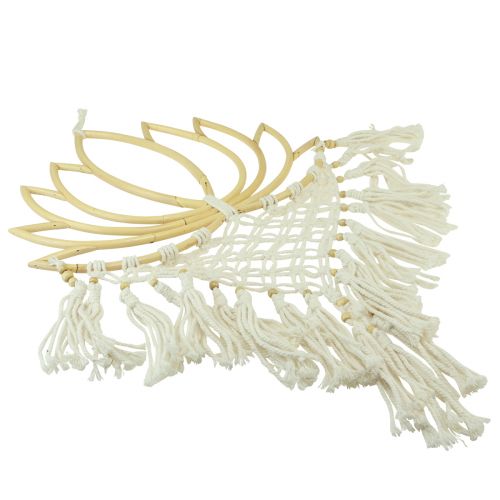 Article Décoration murale macramé décoration lotus bambou crème naturelle 70cm