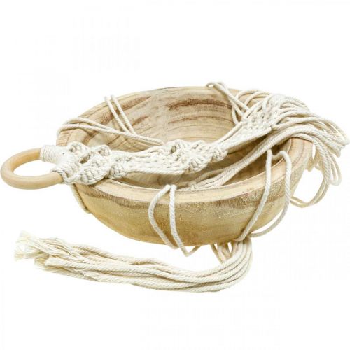 Article Panier suspendu en macramé bol décoratif style bohème Ø23cm H90cm