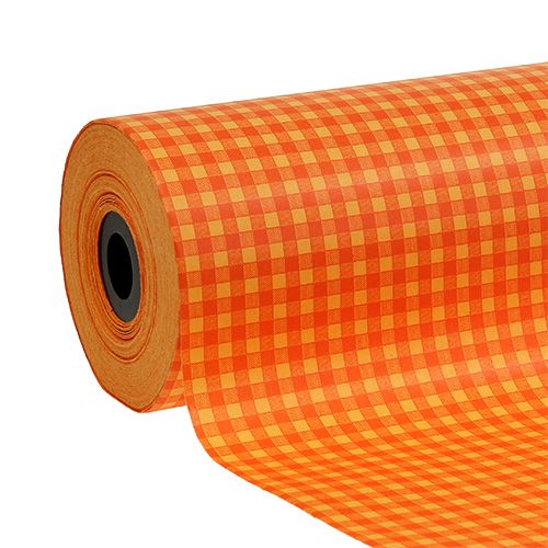 Papier manchette 25cm 100m carreaux orange