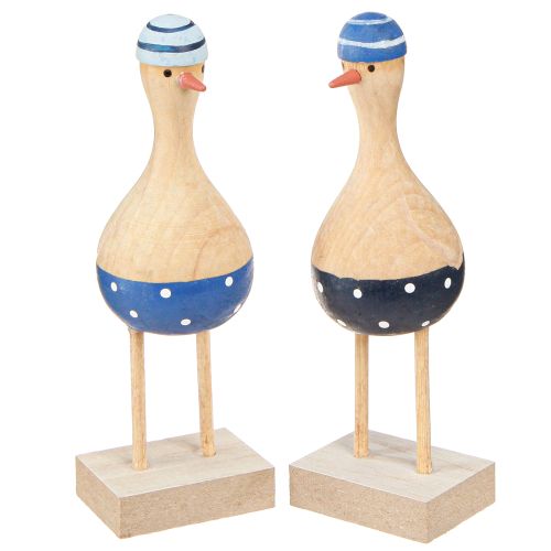 Article Mouettes décoratives maritimes en bois bleu bleu foncé H14cm 6 pcs