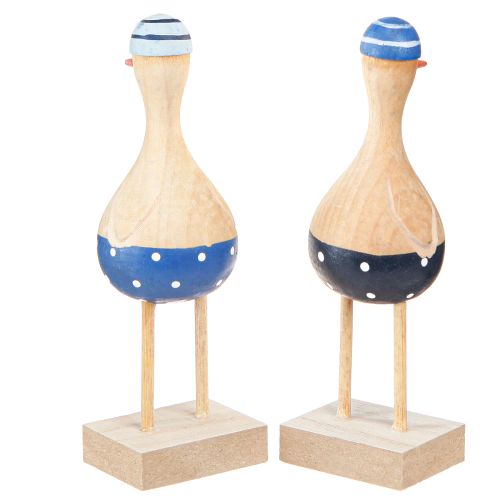 Article Mouettes décoratives maritimes en bois bleu bleu foncé H14cm 6 pcs