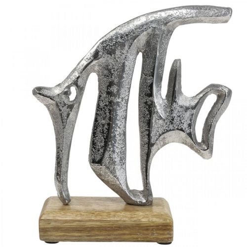 Article Décoration maritime, poisson déco métal, poisson déco argent H18cm