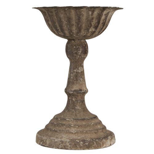 Article Bol décoratif en métal sur pied gobelet gris vieilli marron Ø12cm H18cm