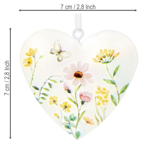 Article Pendentifs en forme de cœur à motifs floraux, 7 cm, lot de 6