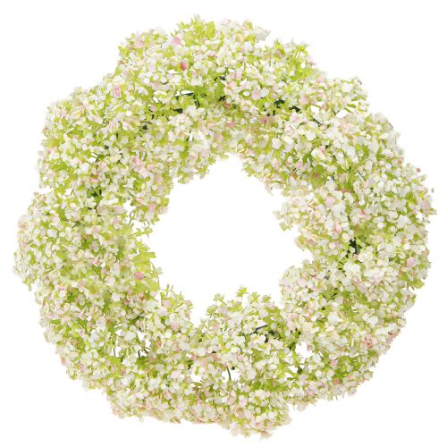 Couronne de fleurs artificielles petite couronne blanche rose verte Ø25cm