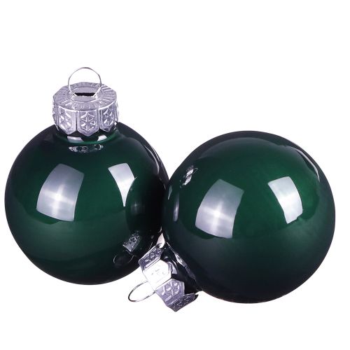 Mini boules de Noël verre émail vert Ø3cm 22 pcs