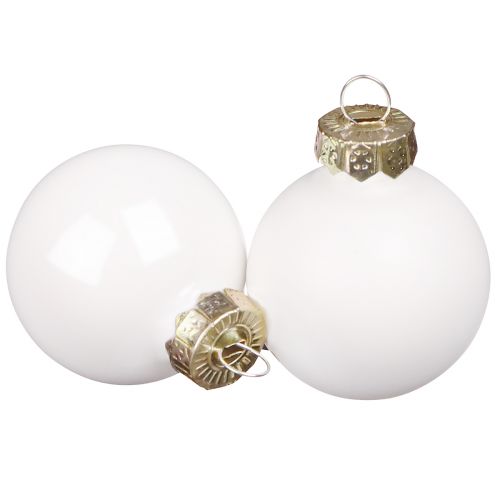 Mini boules de Noël en verre émaillé blanc Ø3cm 22 pcs