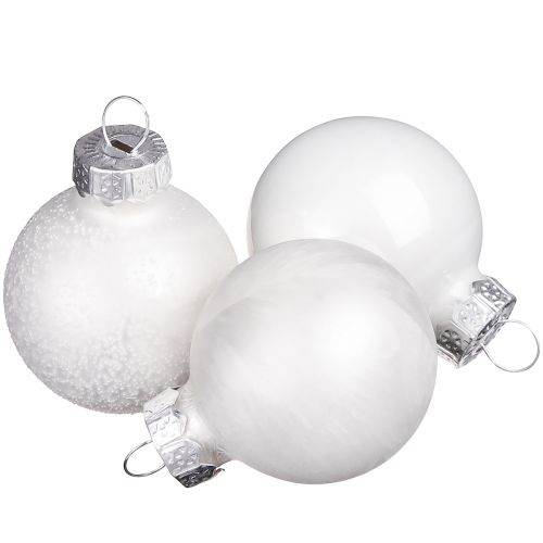 Floristik24 Mini boules de Noël en décoration hivernale blanche Ø3cm 22 pcs