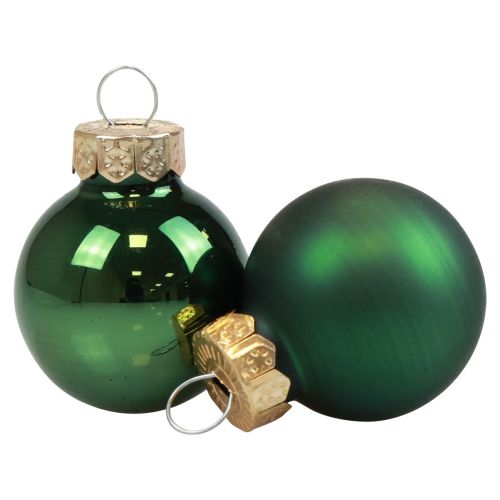 Floristik24 Mini boules de Noël verre vert brillant/mat Ø2,5cm 20 pcs