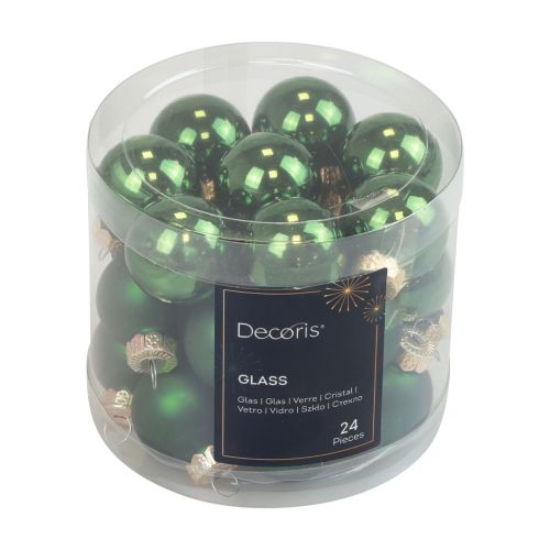 Article Mini boules de Noël verre vert brillant/mat Ø2,5cm 20 pcs