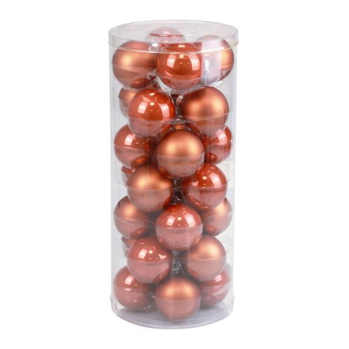Article Mini boules de Noël en verre boules de verre rouge-marron Ø4cm 24pcs