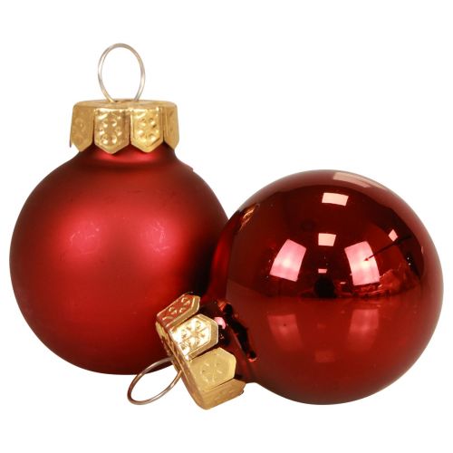 Article Mini boules de Noël rouge mat/brillant Ø2,5cm 20p