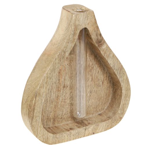 Mini vase tube à essai en verre décoration bois clair naturel H17cm 2pcs