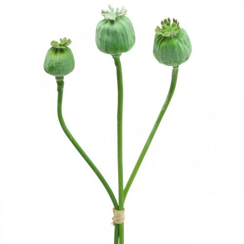 Article Capsules de graines de pavot décoration graines de pavot artificielles sur un bâton vert 58cm 3pcs en botte