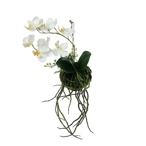 Orchidee artificielle phalaenopsis sur motte 35 cm - fleurs artificielles