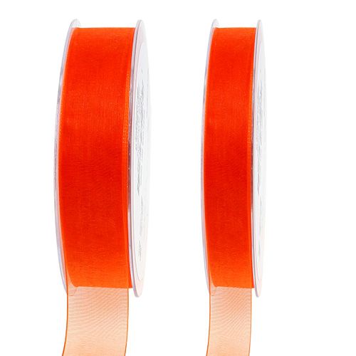 Floristik24 Ruban organza ruban cadeau ruban orange lisière 50m