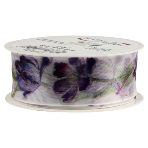 Article Ruban organza ruban mousseline perroquet tulipes violet 40mm 18m