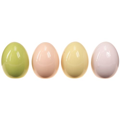 Oeufs de Pâques oeufs en céramique pastel brillant assortis 6×8cm 4 pcs