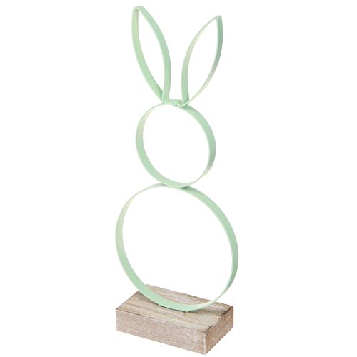 Article Décoration Lapin de Pâques Métal Bois Jaune Menthe Rose H21cm 3pcs