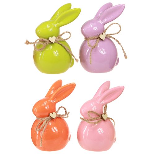 Lapins de Pâques lapins décoratifs en céramique colorés 5,5×6×9,5cm 4 pcs