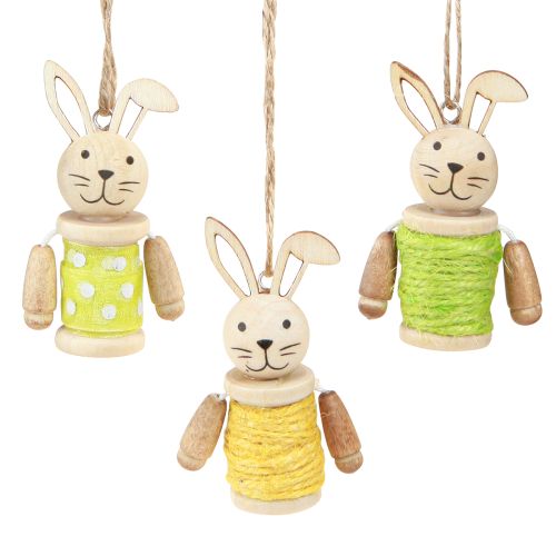 Lapins de Pâques à suspendre Décoration de Pâques bois jute H6,5cm 9 pcs