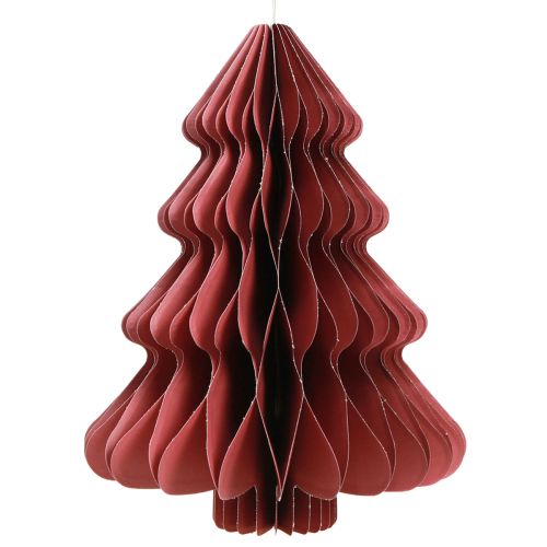 Sapin de Noël en papier à suspendre Bordeaux H40cm 2pcs