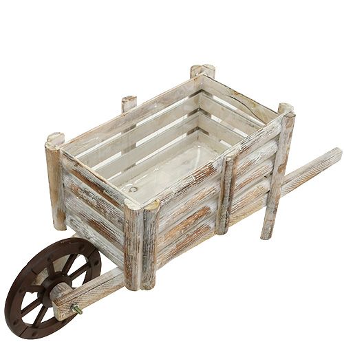 Floristik24 Brouette bac à plantes, blanc 58 x 22 x 20 cm