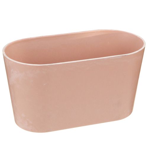 Floristik24 Bol à plantes ovale décoratif en plastique rose marron 20×10×11cm 3pcs