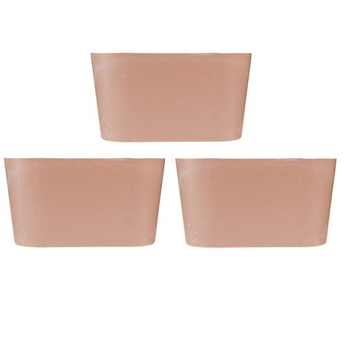 Article Bol à plantes ovale décoratif en plastique rose marron 20×10×11cm 3pcs