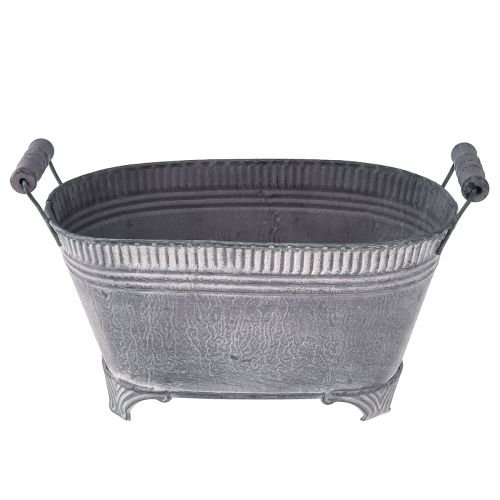 Cache-pot Pot de Fleur Ovale Pied Métal Violet Blanc L28cm